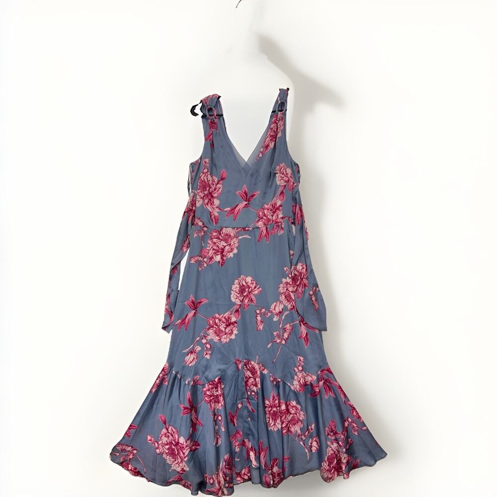 White House Black Market - Beautiful Floral Silk Dress Blue Pink Size 6 NWT